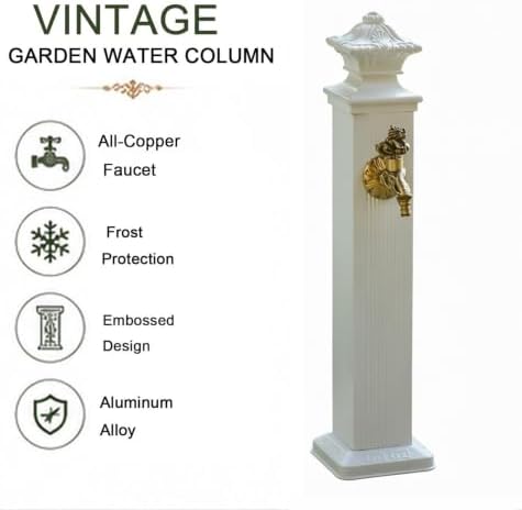 Freestanding Garden Water Column Anti Freeze Outdoor Faucet Post with Brass Tap and Hose Holder Stand with Side Water Inlet(114cm/45in) - Image 3