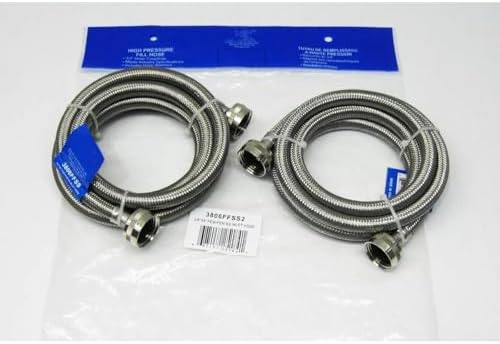 Stainless Steel Washing Machine 6' Set Inlet Fill Hoses with Washers Replacement for Supco 3806FFSS-2 by Unknown