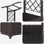 Raised Garden Bed with Trellis and Roof, Brown PP Planter Box - Image 6