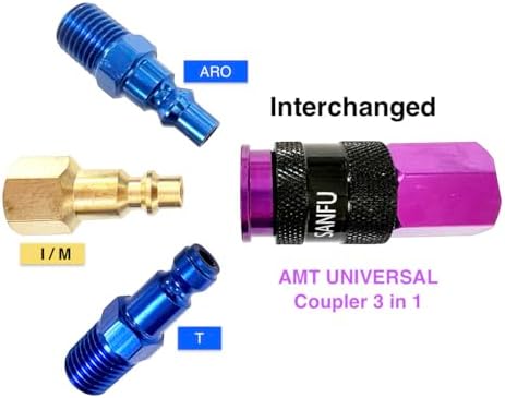 SANFU Air Hose Fittings, Aluminum AMT Universal Air Coupler and I/M Industrial Type Air Plug Kit, 1/4 Inch Threads Size, 1/4 Inch Body Size, 29 Pieces Air Compressor Accessories Fittings Kit(Purple) - Image 3