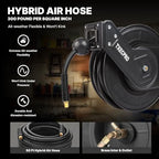 Retractable Air Hose Reel, 3/8 IN x50FT Hybrid Air Hose,Max 300 PSI, Air Compressor Hose Reel with 5 ft Lead in, Ceiling/Wall Mounted,Heavy Duty Air Tool - Image 4