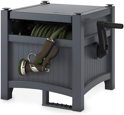 Suncast 100 ft Garden Hose Reel Hideaway, Cyberspace Grey by Unknown
