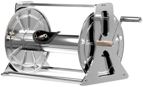 Heavy Duty Hose Reel with Hand Crank | Stainless Steel, Manual, Hardware, for Garden, Gardeners, 100M by Unknown