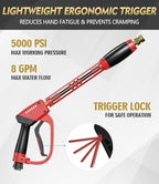 Pressure Washer Gun and Hose Kit, 4800PSI Flexible & Kink-Resistant - Steel Braided & Durable High Power Washer Hose 50 FT with 3/8" Swivel Quick Connector and M22 14mm Adapters & 5 Nozzles - Image 5