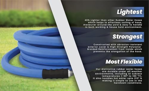 AG-LITE BSAL3410 3/4" x 10' Hot/Cold Water Rubber Garden Hose, 100% Rubber, Ultra-Light, Super Strong, 500 PSI, 50F to 190F Degrees, High Strength Polyester Braided - Image 3