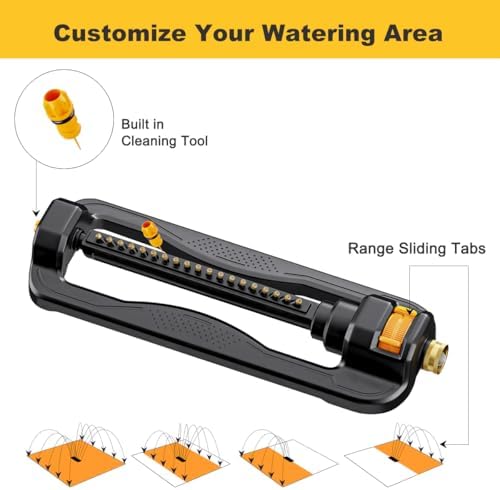 FANHAO Oscillating Sprinkler for Yard, Garden and Flower Beds, Covers Up to 3,600 sq. ft., Durable Lawn Sprinkler with 19 Precision Nozzles, Adjustable Range Watering System - Image 4