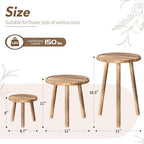 3-Pack Taller Plant Stand Indoor, Single Wood Plant Stool for 6-12 Inch Pot - Image 3