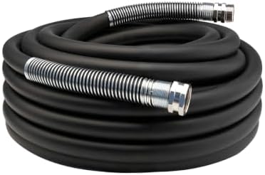 Guitrees 2026 Upgraded Garden Hose 50FT x 5/8", Heavy Duty Rubber Water Hose with Five Layered Braiding, Swivel male and female Nickel-plated Brass Fittings, 1000PSI Burst, 300PSI Working (Black) by Guitrees