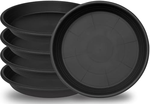 5 Pack of 14 inch Plant Saucer Plant Tray, Plastic Plant Saucer 14 inch, Heavy Duty Plant Tray for Pots, Plant Saucers for Indoors Planter, Garden Water Plate Bowls for Gallon Grow Bags (Black) by Unknown