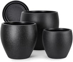 YNNICO 17.5/14.8/12.2 inch Set of 3, Large Plastic Planter with Saucer by AFamilyofGardenLovers