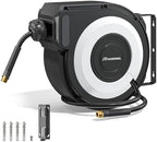 Enclosed Retractable Air Hose Reel, 3/8 Inch x 45+5 Ft Black by Spaceandtimesaver