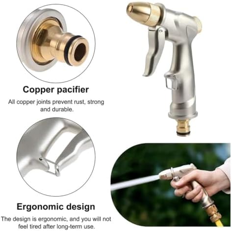 Heavy Duty Metal Garden Hose Nozzle High Pressure Pistol Grip Sprayer 4 Spray Modes for Efficient Watering(SIZE B) - Image 6