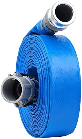 1-1/2" x 50ft PVC Lay Flat Discharge Hose With Aluminum Camlock C & E Fittings, Cam Lock Fitting, Heavy Duty Reinforced Pump Backwash Hose Assembly by ProfessionalBrand