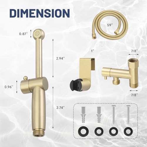 Handheld Bidet Sprayer Attachment for Toilet, Brass - Image 2