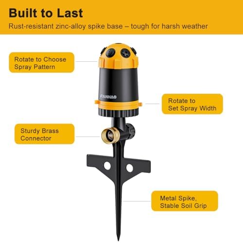 FANHAO Gear Drive Sprinkler with Metal Base, 360° Rotating Lawn Sprinkler - Image 4