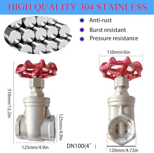 4" NPT 304Stainless Steel Gate Valve DN100 - Image 3