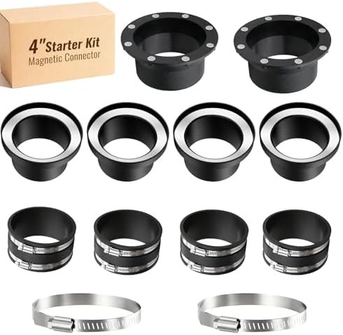 4" Magnetic Dust Collection Fittings,8 high-Strength Magnets,One-to-Many Magnetic Starter Kit,1s Connect and Disconnect—Enabling efficient Hose Transfer Between Different Machines,365 Days Warranty by Pump