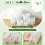 Wonderjune Self Watering Planter, 4.72'', 5.91'', 7.09'', Clear, 9 Pcs - Image 6