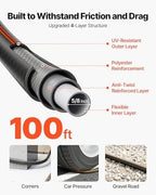 VEVOR Garden Hose, 100 ft 5/8" Heavy Duty 4-Layer Rubber Water Hose, 150PSI Working & 600PSI Burst, Flexible & Non-kink Outdoor Waterhose with 3/4" Fitting, Lightweight Hoses for Gardening Cleaning - Image 2