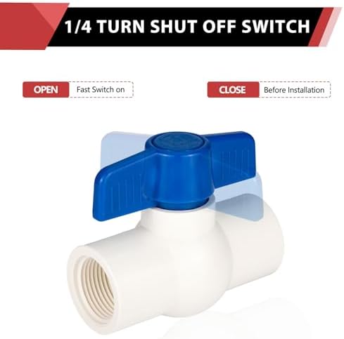 2piece EFIELD 2" PVC Ball Valve (FPT Threaded) Schedule 40,Blue Lever - Image 3