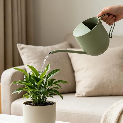 Green Watering Can 50oz Stainless Steel for Indoor Plants - Image 4