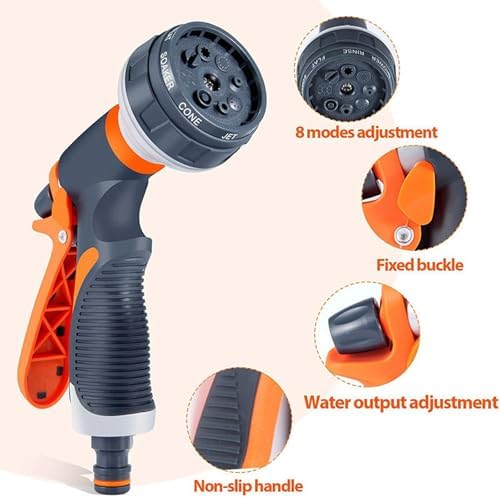 Garden Hose Nozzle Sprayer, Heavy Duty Metal Spray Nozzles with 8 Watering Patterns, Hand Sprayer Spray Nozzle for Watering Lawn Car Washing Pet Bathing Sidewalk Cleaning(B) - Image 4