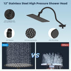 Hibbent All Metal High Pressure Rainfall 12'' Shower Head with Handheld - Image 4