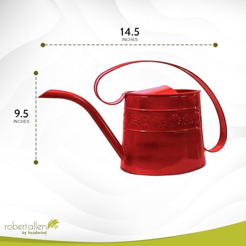 Headwind Willow Decorative Watering Can, 0.5 Gallon Small Metal Watering Can for Indoor Plants & Garden, Vintage Galvanized Steel, Long Spout, Indoor & Outdoor – Cayenne Red - Image 2