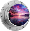 Stainless Steel Mechanical Purple Sunset on Water Printed Timer with Magnet, Manual Dial Timer for Kitchen, Shower, Study and Daily Tasks by Unknown