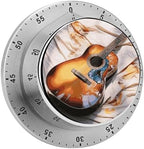 Watercolor Acoustic Guitar Digital Timer for Kids Stainless Steel Mechanical Kitchen Timer Sleek Cooking Timer 60 Minute Cute Countdown Timer for Baking Cooking Home Kitchen Gift by Unknown