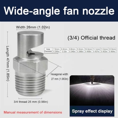 304 Stainless Steel Cleaning Nozzle Wide Angle Fan Nozzle (1/8, 1/4, 3/8, 1/2, 3/4BSPT) high Pressure Cleaning Nozzle Flood Nozzle Flat Fan Nozzle - Image 2