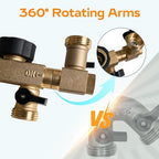 Hose Splitter 4 Way, Diivoo Heavy Duty Brass Hose Connector with Rotating Arms, High Flow Spigot Splitter, Easy Grip Faucet Splitter, Solid Hose Bib Splitter for Outdoor Gardening Hoses, 3/4" Standard - Image 4