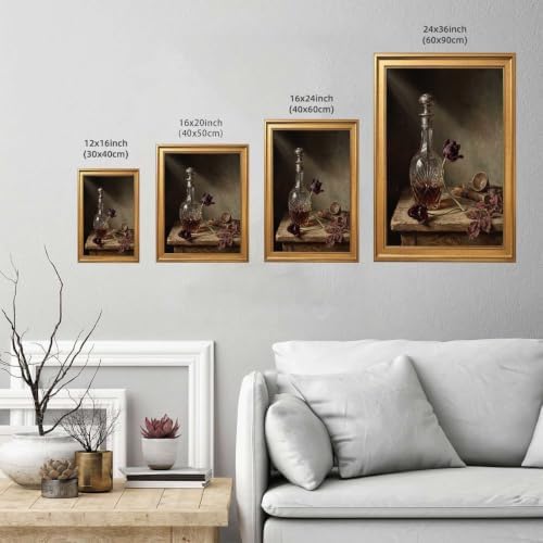 Gold Vintage Framed Still Life Decanter and Tulip Wall Art Print - Image 3