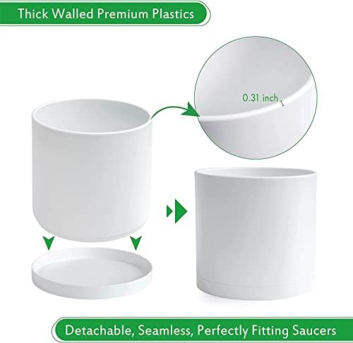 D'vine Dev Plastic Planter Pot with Saucer, 10 in, White Color, 74-X-A-2 - Image 4