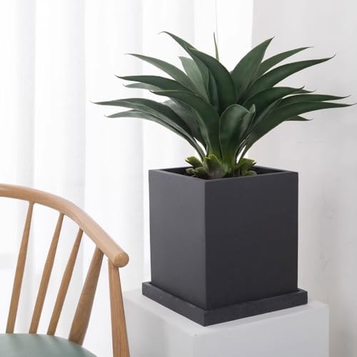 Plant Trays Plant Watering Pallet Imitation Cement, Indoor Outdoor Square Planter Drip Trays Flower Pots Saucers(Black,Medium) - Image 5