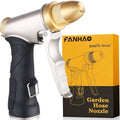 FANHAO Heavy Duty Garden Hose Nozzle, 100% Metal High Pressure Water Spray Nozzle with 4 Adjustable Patterns, Full Brass Nozzle & Non-Slip Comfort Grip for Watering, Car Washing & Pet Showering by FANHAO