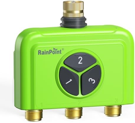 RAINPOINT 3-Zone WiFi Add-On Water Timer (Gateway Not Included), Brass Inlet/Outlet WiFi Hose Timer, Expands Smart Irrigation System, Works with RAINPOINT Home APP Series Gateway, Smart Watering by RainPoint
