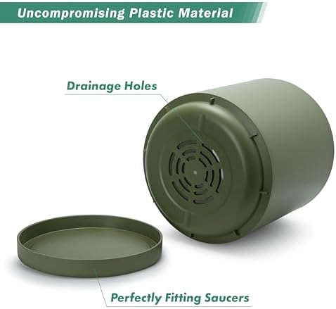 D'vine Dev Plastic Planter Pot with Saucer, 16 in, Olive, 74-X-I-5 - Image 4