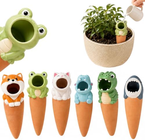 Terracotta Watering Spikes, Animal Shape Automatic Self-Watering Globes, Slow Release Plant Waterer Devices for Indoor Outdoor Plants, Home, Office, Balcony & Patio (2 Set) by UIRPK