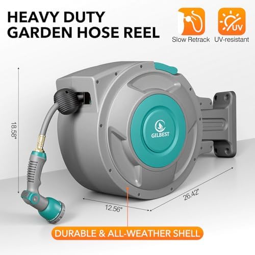 1/2" x 130 ft Retractable Garden Hose Reel, Heavy Duty Water Hose Reel - Image 5