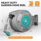 1/2" x 130 ft Retractable Garden Hose Reel, Heavy Duty Water Hose Reel - Image 5