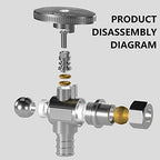 Hourleey 10 Pack Angle Stop Valve, Water Shut Off Valve 1/2" PEX x 3/8" OD Compression, Quarter Turn Chrome Plated Brass Valve - Image 2
