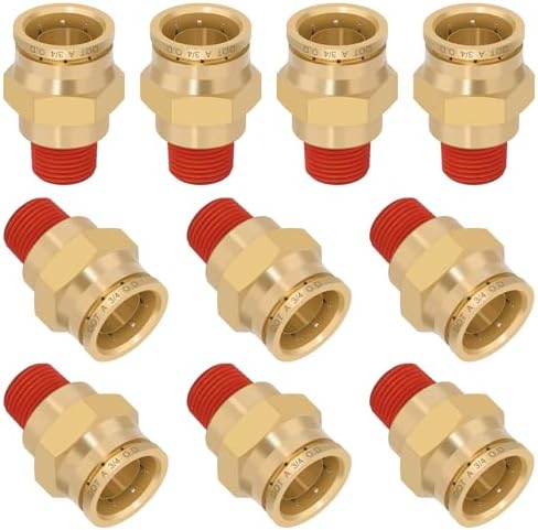 DOT Approved Male Straight Brass Union 3/4" Tube x 3/8" NPT, 10PCS by BOERAY