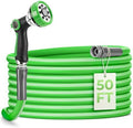 Garden Hose 50 Ft With 8-Pattern Spray Nozzle, 5/8" Lead-Free Water Hose by Delxo