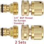 Duty Brass 1-2-4 Way Splitter Garden Hose Hexagonal Connector with Comfortable Grip Shut Off Valves Adapter Water Tap(Quickconnector EU) - Image 2