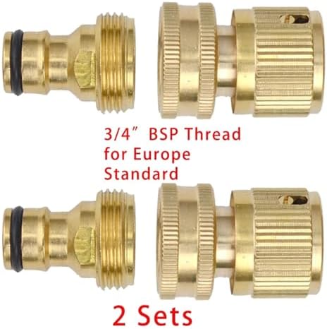 Duty Brass 1-2-4 Way Splitter Garden Hose Hexagonal Connector with Comfortable Grip Shut Off Valves Adapter Water Tap(Quickconnector EU) - Image 2