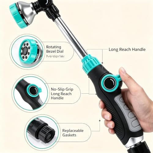 18" Garden Watering Wand - 8 Spray Patterns, 180° Adjustable - Image 6