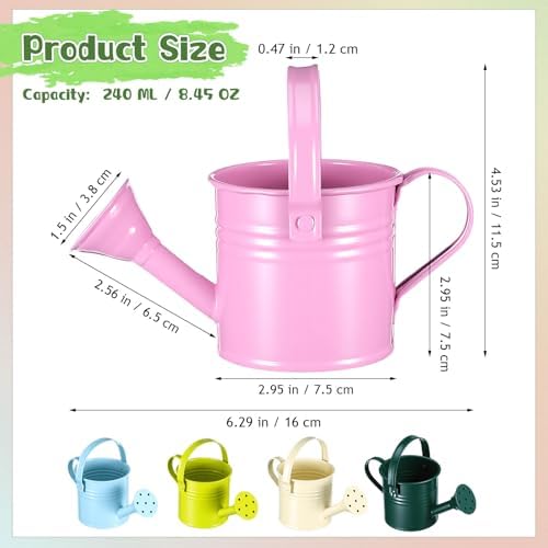 DOITOOL Kids Metal Watering Can for Gardening, 5Pcs Small Iron Watering Can Garden Watering Bucket for Gardening Plants Flowers (Mixed Color) - Image 3