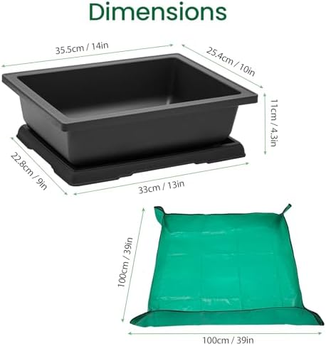 GROWNEER Large Bonsai Pots 3 Pack 14 Inch with Drainage Trays Training Pot - Image 2