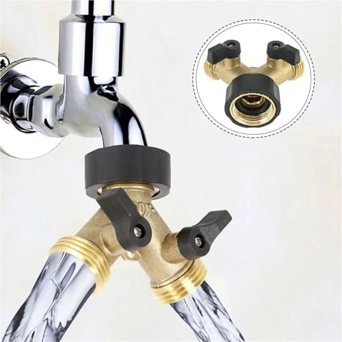 1/4 Pcs Hose Splitter Brass 2 Way Garden Connector 3/4 inch Thread Y Shape Spigot Adapter Heavy Duty Water For Garden Hose(Bronze-1pcs) - Image 2